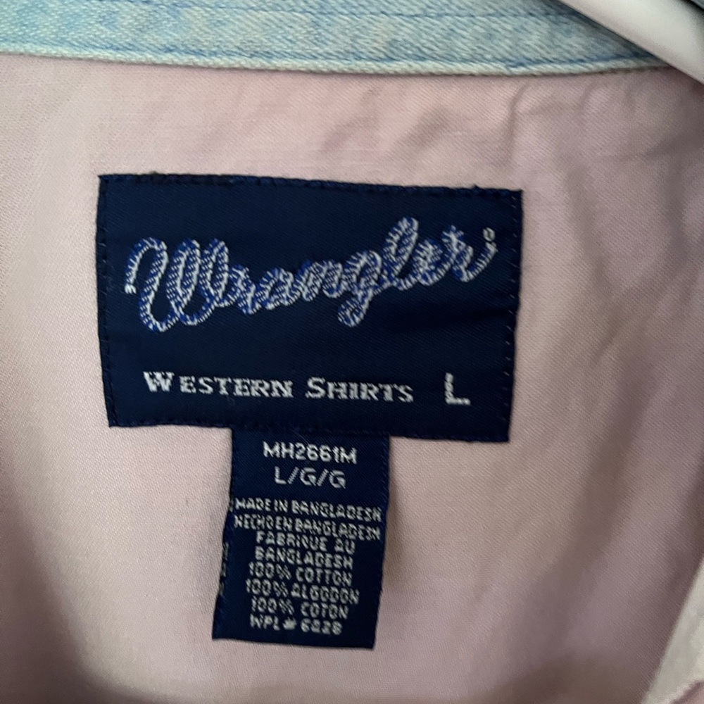 Wrangler vintage cotton 3 tone , pearl snap Western shirt - Picture 3 of 6